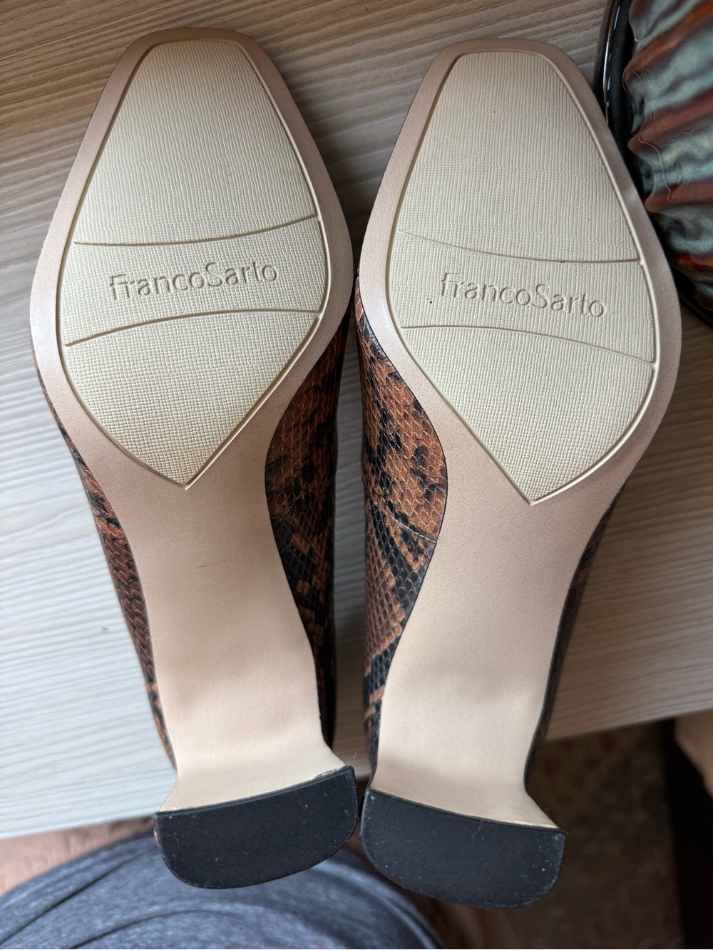 Franco Sarto Brown Snake-Print Pointed Toe Pumps - Picture 7 of 7